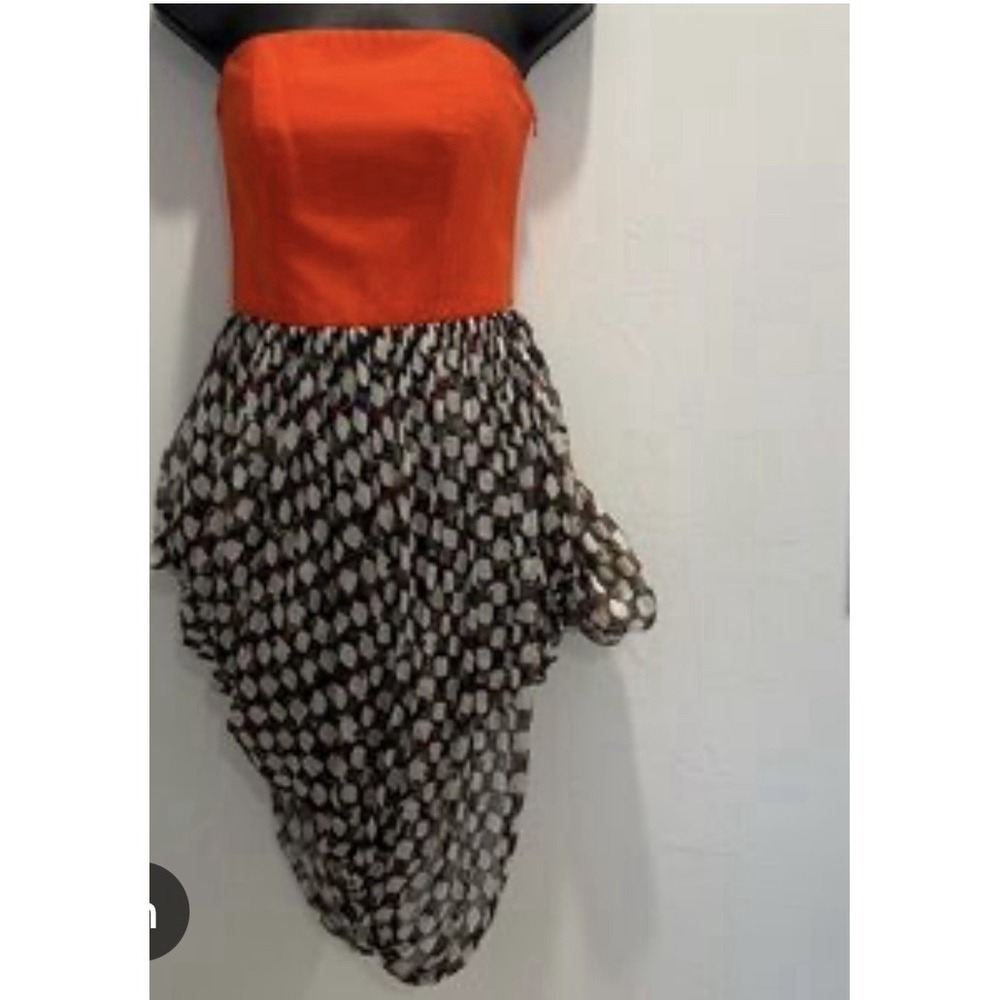 JASON WU 2010 Collection Orange Overlay Strapless Corset Organza Dress Sz 4 Rare